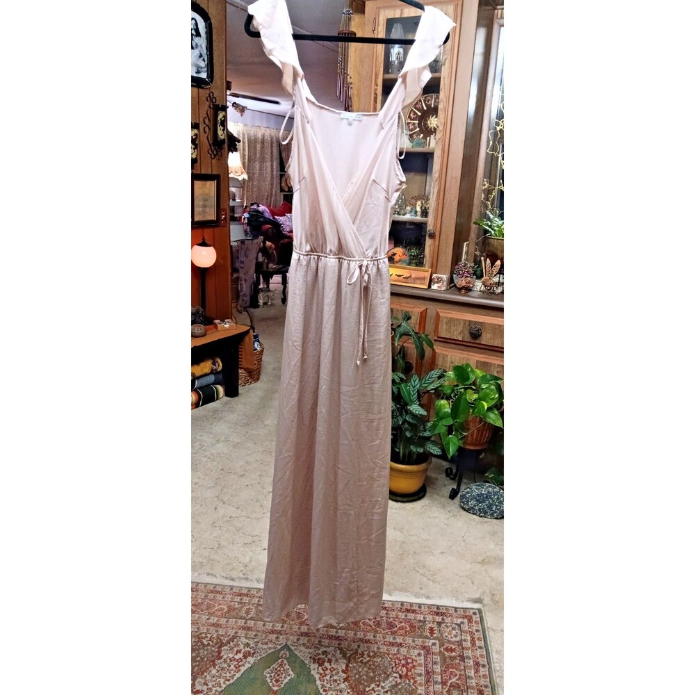 Vintage Y2K Charlotte Russe Full Length Strapless Dress Light Beige Small
